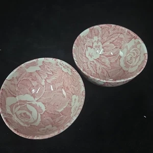 Burleigh Victorian Chintz 4 Inch Bowls Set Of 2 Staffordshire England C1950 - Picture 1 of 8