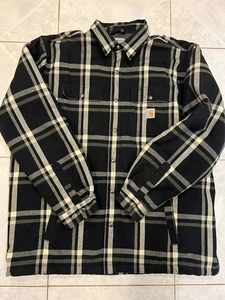 Carhartt Herren Relaxed Fit Heavyweight Flanell Sherpa gefütterte Jacke kariert 2XL - Bild 1 von 4