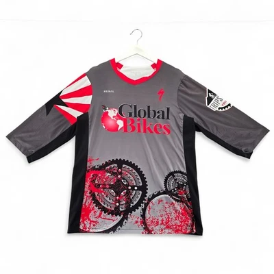 Primal Global Bikes Cycling Jersey Mens Medium Gray Red Mountain Bike Gear - Image 1 of 4