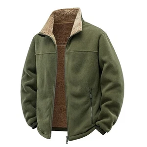 Chaqueta polar Sherpa de invierno para hombre Abrigo cálido con cremallera Exterior Informal Forro grueso - Imagen 1 de 5