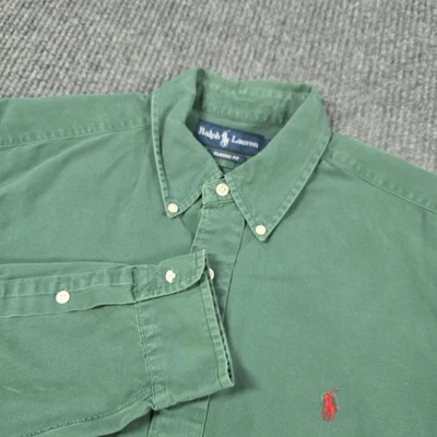 Camisa Ralph Lauren Para Hombre Grande Verde Calce Clásico Con Botones Manga Larga Informal Foto 1 de 4
