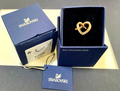 Auténtico Anillo Swarovski Cristal Pavé Cupidón Chapado en Oro Rosa Corazón Infinito 58 Foto 1 de 4