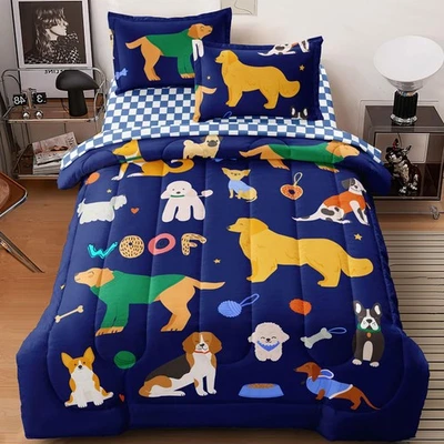 Juego de ropa de cama de dibujos animados para perros tamaño doble 5 piezas todo tipo de perros temática animal cómodo... Foto 1 de 4