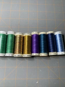 LOT 8 Mettler Metrosene, Sulky & Gutermann Thread Green Blue Gold Purple - Picture 1 of 4