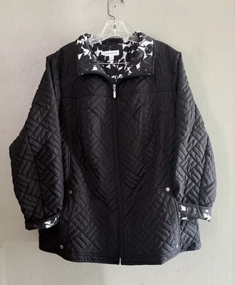 Susan Graver Style Black Jacket Women’s Quilted Jacket  Sz 1X Zip Up - Image 1 of 4