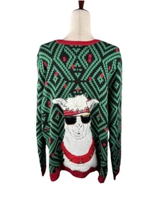 Jolly Sweaters Unisex Llama Sunglasses Bells Ugly Christmas Knit Sweater XL - Picture 1 of 7