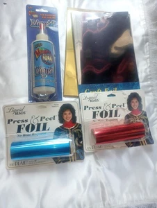 Lot Plaid Liquid Beads Press & Peel foil rolls vintage - Picture 1 of 4