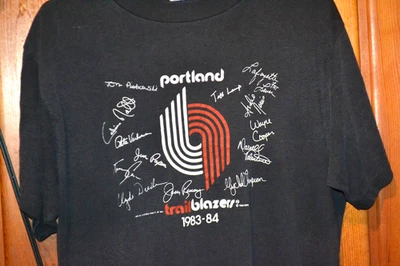 Vintage Portland Trailblazers 1983-84 Shirt 80s Size L Signature Super Shirts - Image 1 of 4