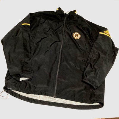 Boston Bruins Adidas Squad Woven Jacket Mens XXL Black Vented Authentic NHL 2018 - Image 1 of 4