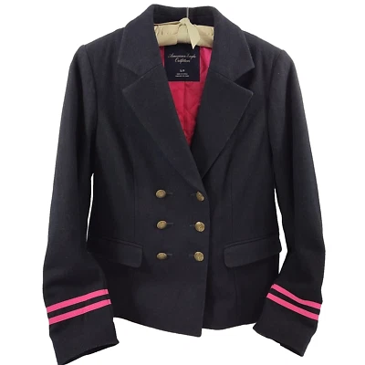 American Eagle Wool Blend Blazer Women's Small Academia Navy with Pink Lining - Image 1 of 4