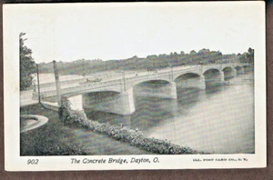 Puente de hormigón Dayton Ohio postal Lake Horse parte posterior indivisa - Imagen 1 de 2