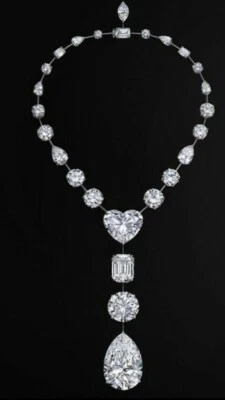 Impressive Huge Lab-Created Sparkle White Diamonds Beautiful Luxury Necklace - Image 1 of 4