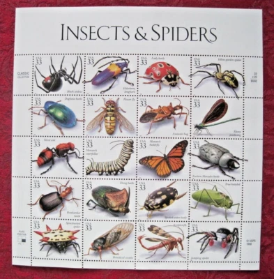 US #3351 Insects and Spiders Full Sheet 20 33¢ Stamps 1999 Mint NH XF - Image 1 of 2