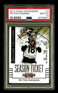 2014 PANINI CONTENDERS FOOTBALL CARD 15 HOF PEYTON MANNING PSA 10 DENVER BRONCOS - Picture 1 of 5