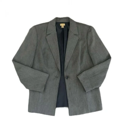Chaqueta Blazer Caslon Para Mujer Manga Larga Un Botón Gris Forrada Talla 12 Foto 1 de 4