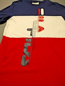Fila Men's T-Shirt Small Red White Blue Pullover Crewneck Logo - Picture 1 of 9