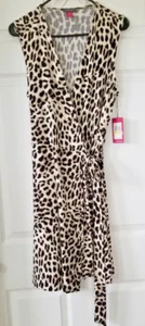 VINCE CAMUTO Black Animal Print Sleeveless Casual Wrap Dress Women's Size M -NWT - Picture 1 of 9