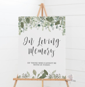 A4 A3 In Loving Memory Foliage Floral Wedding Sign Foam Board