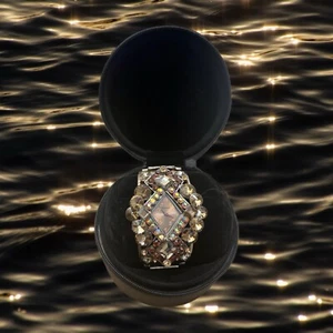 Ladies Stainless Steel Full Crystals Quartz Watch W/topaz Color Crystals & Box - Picture 1 of 8