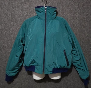 Vintage LL Bean Coat Womens XL Teal Green Blue Fleece Lined Field Jacket Bomber - Picture 1 of 11
