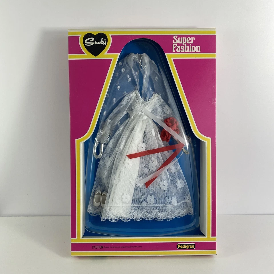 Vestido de noiva Pedigree Sindy Super Fashions 44472 branco buquê novo em folha raro - Imagem 1 de 4