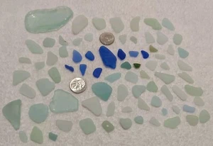 Sea Glass Lot ~ 78pcs BLUES ~ Beach Tumbled Arts & Crafts ~ Beautiful! ~ A - Picture 1 of 18