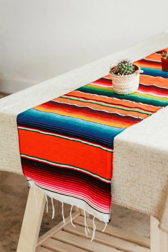 FIESTA MULTI Naranja MESA CORREDOR SUROESTE 14"x72" Serape Fiesta Decoración Foto 1 de 1
