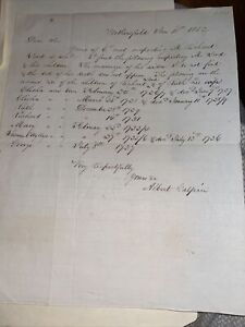 1852 Letter to Hartford CT Genealogist: Richard & Ruth Lord Family Wethersfield