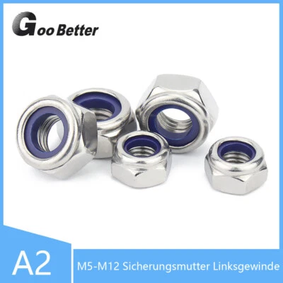 M5 M6 M8 M10 M12 Sicherungsmutter Linksgewinde Mutter Stopmuttern Edelstahl A2 - Bild 1 von 4