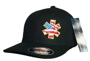EMT Star of Life Flexfit Sombrero Ajustado Cruz Paramédica EMS Patriótico Bomberos - Imagen 1 de 8