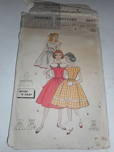 Vintage 1950s Butterick Size 10 8440 bust 28 square neck dress cut pattern - Picture 1 of 2