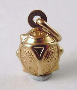 100% Genuine 9k Solid Yellow Gold Hollow Beetle Bug Pendant or charm - Picture 1 of 9