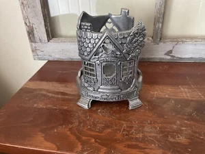 Pewter Jar Candle Holder Home Sweet Home Carson 1996 Yankee Candle Vintage - Picture 1 of 4