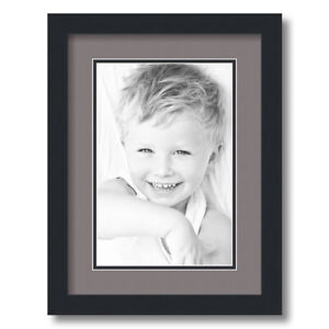 ArtToFrames Matted 12x16 Black Picture Frame with 2" Double Mat, 8x12 Opening
