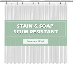 Clear Shower Curtain Liner 4G Heavy Duty PEVA Waterproof with 72''x72'' - Picture 1 of 7