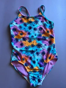 Speedo Youth 1-piece Swimsuit Multi-Color Palm Trees Size M (10) - Picture 1 of 4