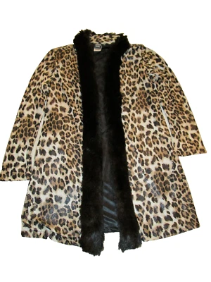 Sharon Young Women's Jacket Faux Fur Collar Animal Print Faux Snake Skin M - Image 1 of 4