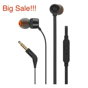 JBL T110 In Ear Wired Headphones With Button Mic/Remote - Black - Picture 1 of 5