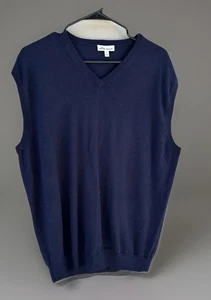 Peter Millar Cashmere Wool Blend Sweater Vest Mens Large Navy Golf Preppy V Neck - Picture 1 of 3