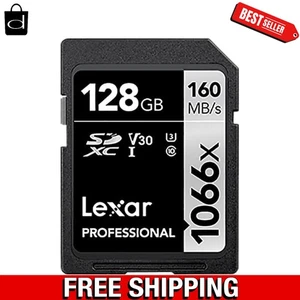 Carte SD professionnelle 128 Go avec vitesse de lecture 160 Mo/s pour reflex numérique et utilisation sans miroir - Photo 1 sur 4
