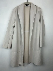 Joan Vass Trench Jacket Womens S Beige Faux Leather Capsule Old Money Read - Picture 1 of 7
