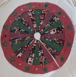 Falda de árbol de Navidad hecha a mano botones de campo y estrellas retazos - Imagen 1 de 10