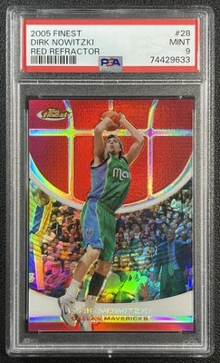 DIRK NOWITZKI PSA 9 2005-06 TOPPS FINEST #28 RED REFRACTOR MINT SP 167/169 - Image 1 of 2