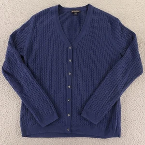 Cárdigan Brooks Brothers para mujer L tejido con cable seda cachemir cuello en V suéter - Imagen 1 de 13