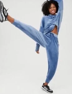 Aerie Offline Velour Blue After Party Jogger 90s Y2K sz Lg - Picture 1 of 6
