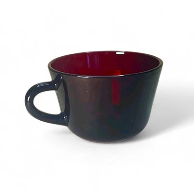 Vintage Ruby Red Glass Mug Cup Tapered Curved Style Mid-20th Century Collectible - Image 1 of 4
