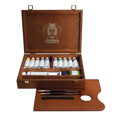 (216,36€/1Stk) Schmincke Norma Blue Ölfarben Set Edler Holzkasten Palette Pinsel - Bild 1 von 4