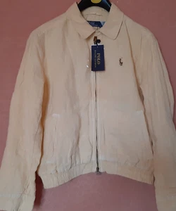 WOMENS YELLOW BLAZER ZIP LINEN LINED JACKET LOGO POLO RALPH LAUREN SIZE M £305 - Picture 1 of 10