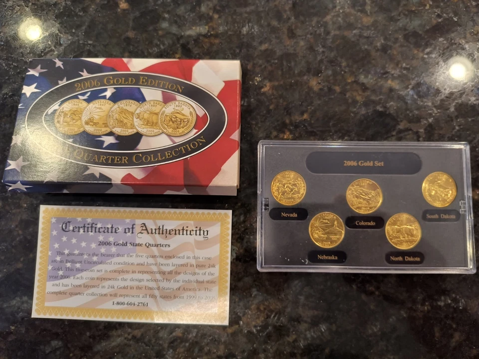 2006 CSN State Quarter Set of 5 Gold Mint FREE SHIPPING - Image 1 of 1