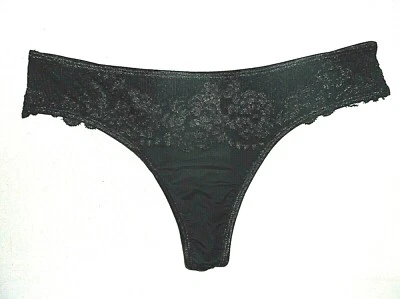 Forever 21 microfiber & crochet lace thong panties S M black nwt - Image 1 of 2